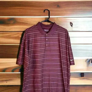 Tiger  Woods Nike Dri Fit Golf Polo Shirt Size XL Short Sleeve Burgundy Size XL